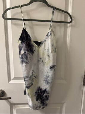 3rd and Fourth Tie-Dye Faux Satin V-Neck Festival Boho- Classy Cami Top